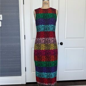 Alice + Olivia colorful Sheath Midi Dress Size 12